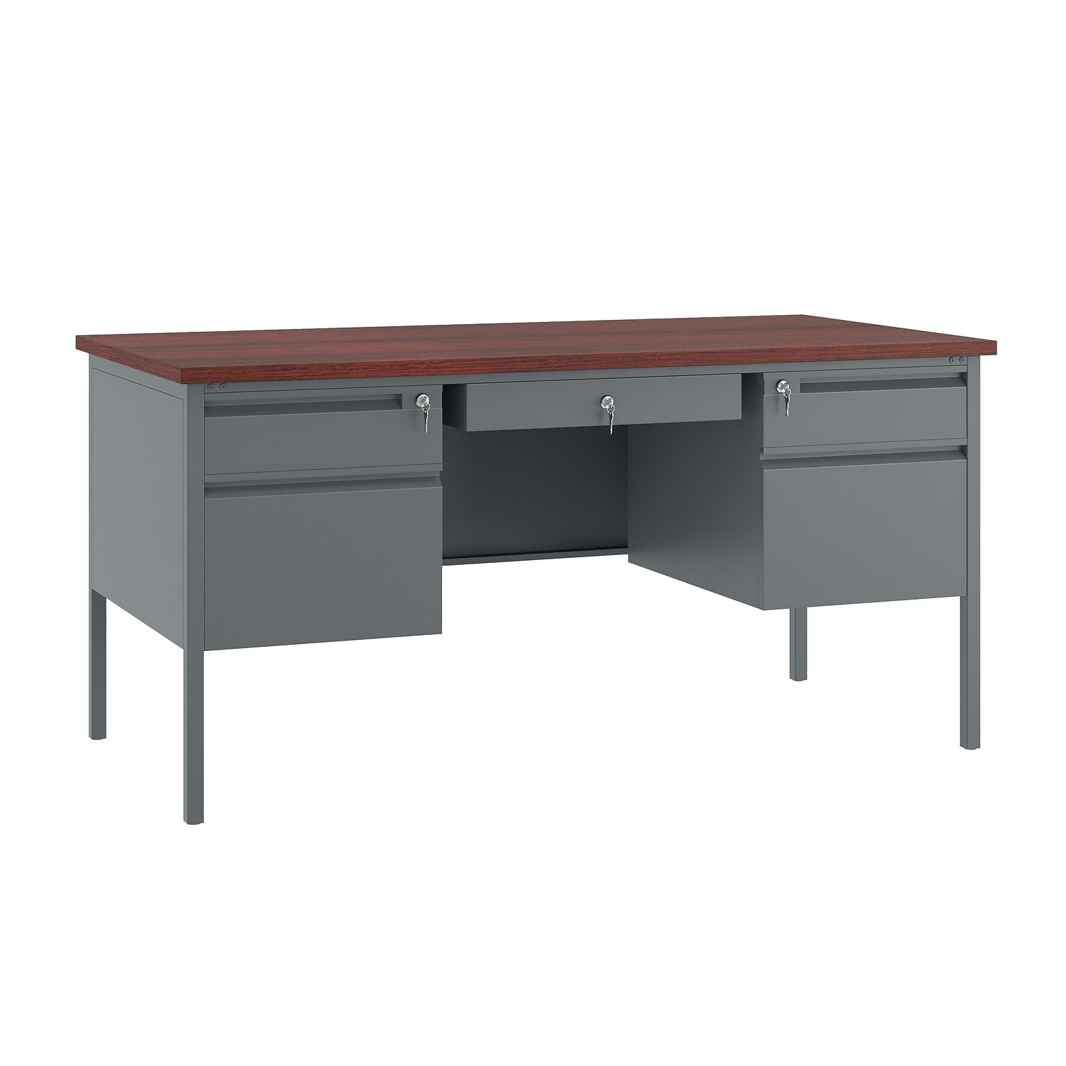 Flash Furniture Cambridge 60W Double Pedestal Desk, Mahogany (GCMGRY30X60MHG)