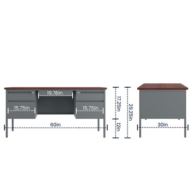 Flash Furniture Cambridge 60"W Double Pedestal Desk, Mahogany (GCMGRY30X60MHG)