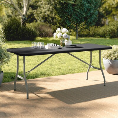 Flash Furniture Kathryn 6' Plastic Folding Table, Granite Black  (RB3072FHBK)