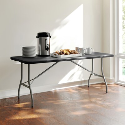 Flash Furniture Kathryn 6' Plastic Folding Table, Granite Black  (RB3072FHBK)