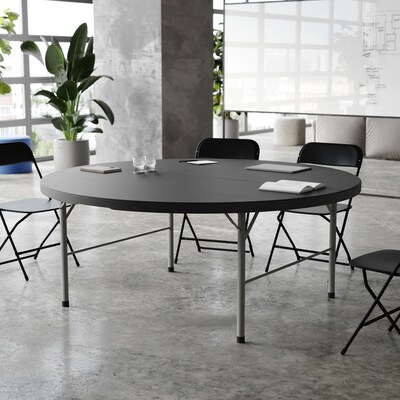 Flash Furniture Kathryn 5.89 Plastic Round Folding Table, Granite Black  (RB183RFHBK)