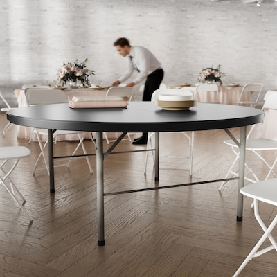 Flash Furniture Kathryn 5.89' Plastic Round Folding Table, Granite Black  (RB183RFHBK)