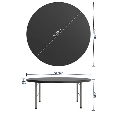 Flash Furniture Kathryn 5.89' Plastic Round Folding Table, Granite Black  (RB183RFHBK)