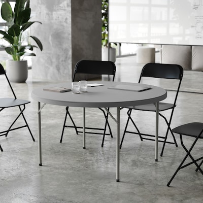 Flash Furniture Kathryn 4 Plastic Round Folding Table, Granite Dark Gray (RB48RGY)
