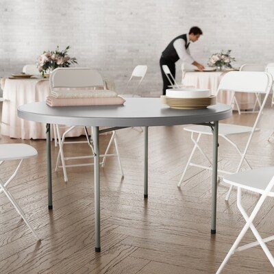 Flash Furniture Kathryn 4' Plastic Round Folding Table, Granite Dark Gray (RB48RGY)