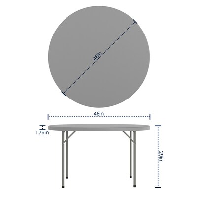 Flash Furniture Kathryn 4' Plastic Round Folding Table, Granite Dark Gray (RB48RGY)