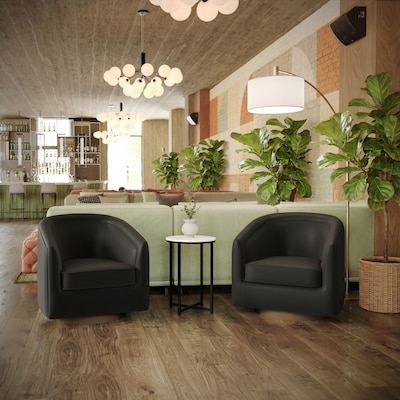 Flash Furniture Dean LeatherSoft Swivel Club Chair, Black (BSAC22064BLKPU)