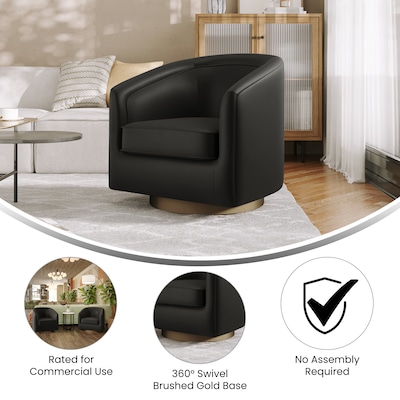 Flash Furniture Dean LeatherSoft Swivel Club Chair, Black (BSAC22064BLKPU)