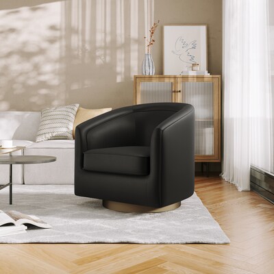 Flash Furniture Dean LeatherSoft Swivel Club Chair, Black (BSAC22064BLKPU)