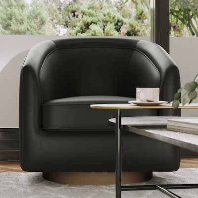 Flash Furniture Dean LeatherSoft Swivel Club Chair, Black (BSAC22064BLKPU)