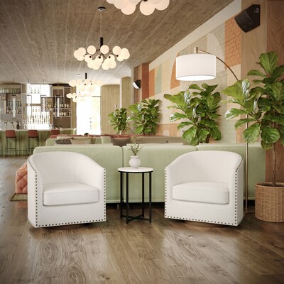 Flash Furniture Myles Fabric Swivel Club Chair, Cream Boucle (BSAC22061CRMBCL)