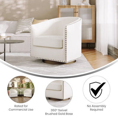 Flash Furniture Myles Fabric Swivel Club Chair, Cream Boucle (BSAC22061CRMBCL)