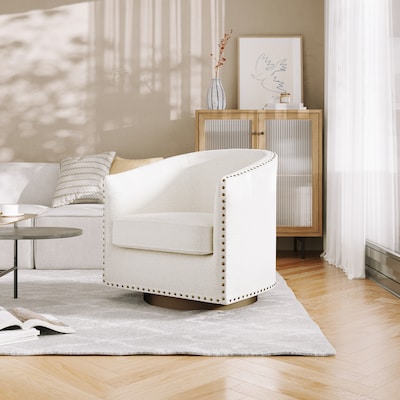 Flash Furniture Myles Fabric Swivel Club Chair, Cream Boucle (BSAC22061CRMBCL)