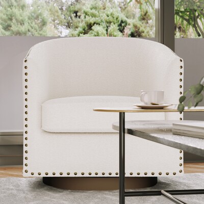 Flash Furniture Myles Fabric Swivel Club Chair, Cream Boucle (BSAC22061CRMBCL)