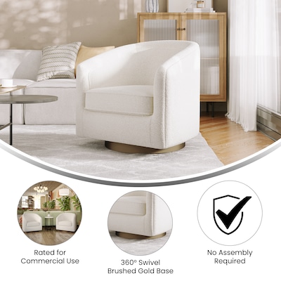 Flash Furniture Dean Fabric Swivel Club Chair, Cream Boucle (BSAC22064CRMBCL)