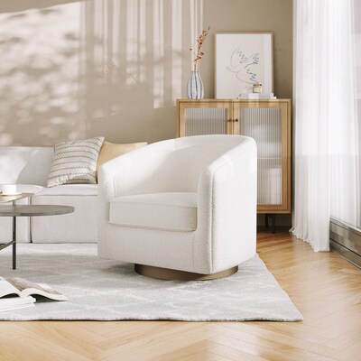 Flash Furniture Dean Fabric Swivel Club Chair, Cream Boucle (BSAC22064CRMBCL)