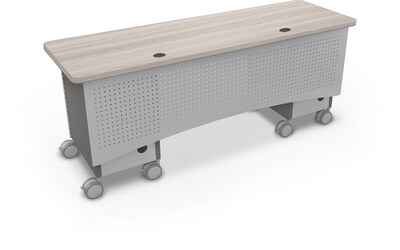 MooreCo Compass 72W Dual Cabinet Teacher Desk with Shelves, Grey Elm (703673923347)