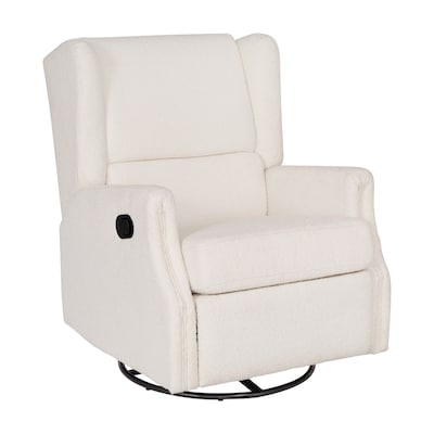 Flash Furniture Omma Fabric Swivel Glider Rocker Recliner Chair, Off-White Boucle (CYRAC537OFWBC)