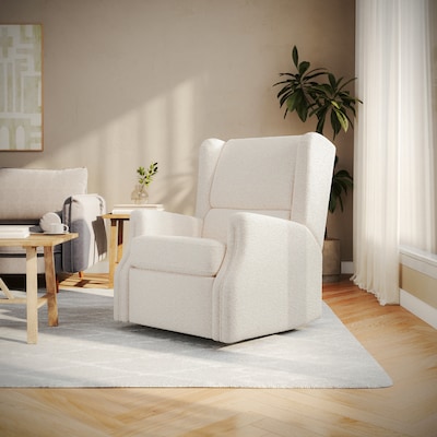 Flash Furniture Omma Fabric Swivel Glider Rocker Recliner Chair, Off-White Boucle (CYRAC537OFWBC)