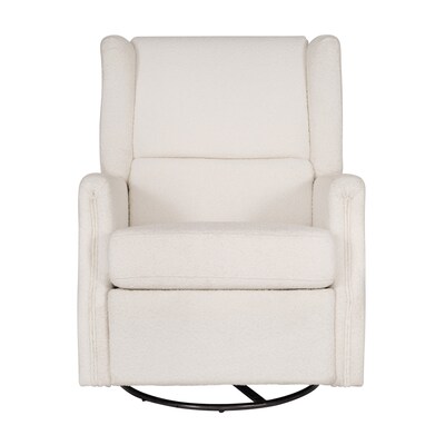 Flash Furniture Omma Fabric Swivel Glider Rocker Recliner Chair, Off-White Boucle (CYRAC537OFWBC)