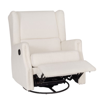 Flash Furniture Omma Fabric Swivel Glider Rocker Recliner Chair, Off-White Boucle (CYRAC537OFWBC)