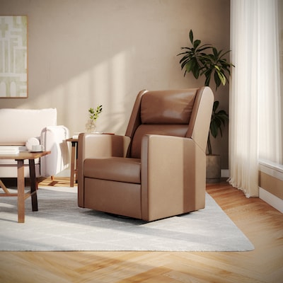 Flash Furniture Cash LeatherSoft Swivel Glider Rocker Manual Recliner Chair, Cognac (CYRAC536UCGNPU)