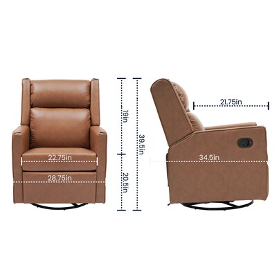 Flash Furniture Cash LeatherSoft Swivel Glider Rocker Manual Recliner Chair, Cognac (CYRAC536UCGNPU)