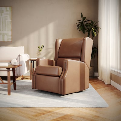 Flash Furniture Omma LeatherSoft Swivel Glider Rocker Recliner Chair, Cognac (CYRAC537CGNPU)