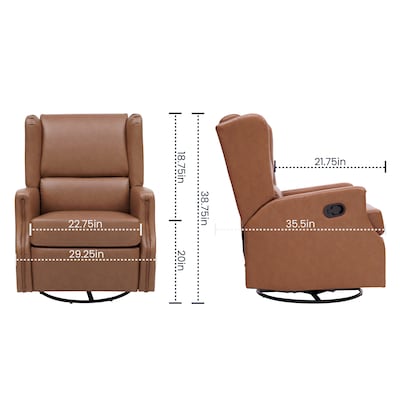 Flash Furniture Omma LeatherSoft Swivel Glider Rocker Recliner Chair, Cognac (CYRAC537CGNPU)