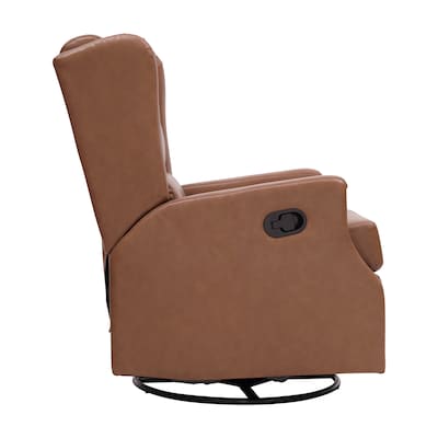 Flash Furniture Omma LeatherSoft Swivel Glider Rocker Recliner Chair, Cognac (CYRAC537CGNPU)