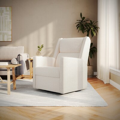 Flash Furniture Cash Fabric Swivel Glider Rocker Manual Recliner Chair, Off-White Boucle (CYRAC536UOFWBC)