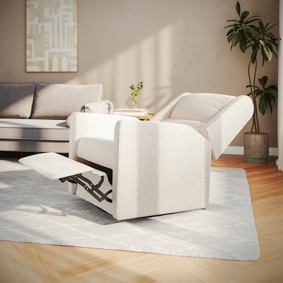 Flash Furniture Cash Fabric Swivel Glider Rocker Manual Recliner Chair, Off-White Boucle (CYRAC536UOFWBC)