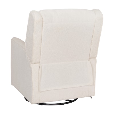Flash Furniture Cash Fabric Swivel Glider Rocker Manual Recliner Chair, Off-White Boucle (CYRAC536UOFWBC)