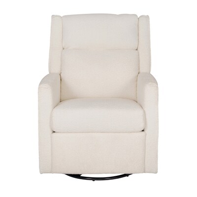 Flash Furniture Cash Fabric Swivel Glider Rocker Manual Recliner Chair, Off-White Boucle (CYRAC536UOFWBC)