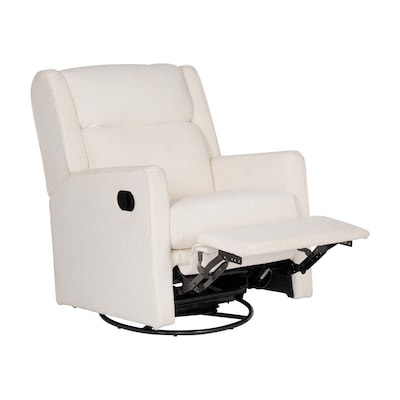 Flash Furniture Cash Fabric Swivel Glider Rocker Manual Recliner Chair, Off-White Boucle (CYRAC536UOFWBC)