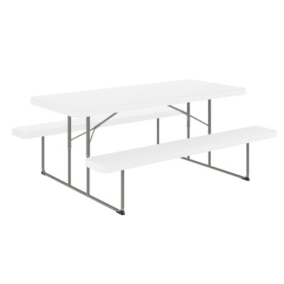 Flash Furniture Insta-Fold 6 Plastic Picnic Folding Table, Granite White (RBEBB3072FDMWH)
