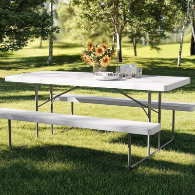 Flash Furniture Insta-Fold 6' Plastic Picnic Folding Table, Granite White (RBEBB3072FDMWH)