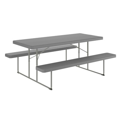 Flash Furniture Insta-Fold 6 Plastic Picnic Folding Table, Granite Gray (RBEBB3072FDMGY)
