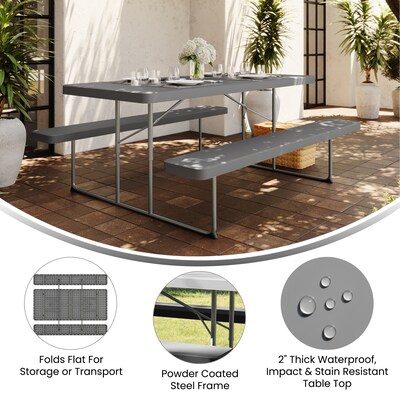 Flash Furniture Insta-Fold 6' Plastic Picnic Folding Table, Granite Gray (RBEBB3072FDMGY)
