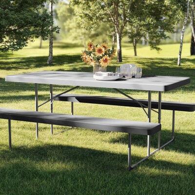 Flash Furniture Insta-Fold 6' Plastic Picnic Folding Table, Granite Gray (RBEBB3072FDMGY)