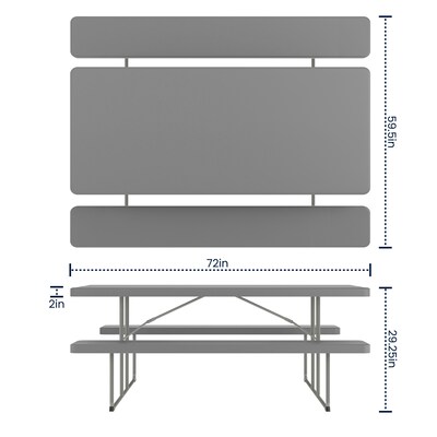 Flash Furniture Insta-Fold 6' Plastic Picnic Folding Table, Granite Gray (RBEBB3072FDMGY)