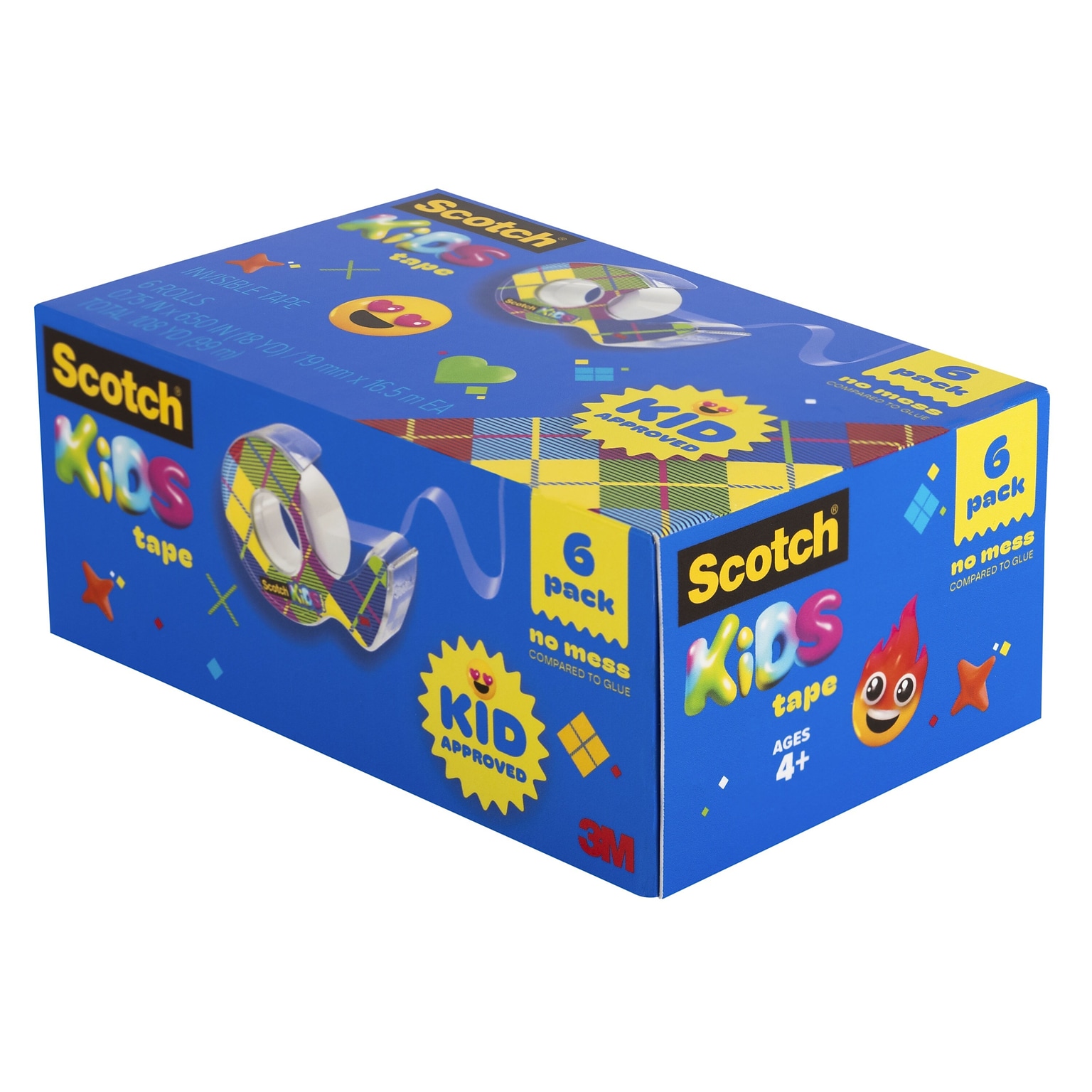 Scotch Kids Invisible Clear Tape With Dispenser, 0.75 x 18 yds., 1 Core, 6 Rolls/Pack (KT-MA-6-650)