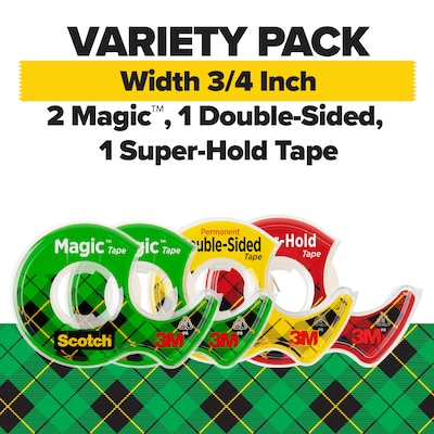 Scotch Tape Variety Pack With Dispensers, 1" Core, Transparent, 4 Rolls/Pack (4MIX-SR)