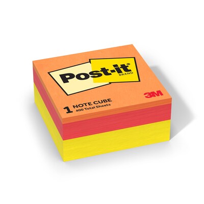 Post-it Cube Sticky Notes, 3 x 3, Sunburst Collection, 400 Sheets/Cube (2027-SUN)