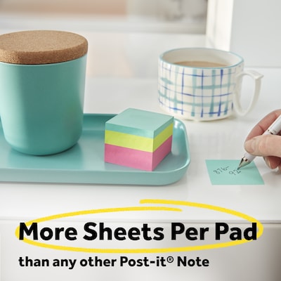 Post-it Cube Sticky Notes, 3" x 3", Sunburst Collection, 400 Sheets/Cube (2027-SUN)