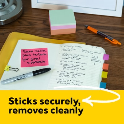 Post-it Cube Sticky Notes, 3" x 3", Sunburst Collection, 400 Sheets/Cube (2027-SUN)