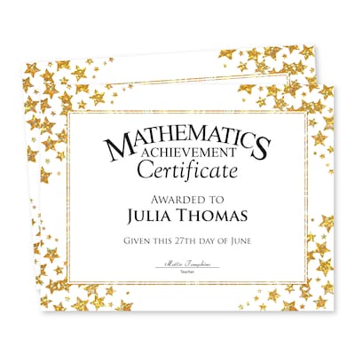 Geographics General Certificates, 8.5" x 11", White/Gold, 25/Pack (49951)