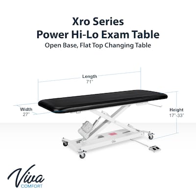 Viva Comfort XRO Electric Height Adjustable Exam Table, 550 lbs. Capacity, Black (903-19-BLK-MK)