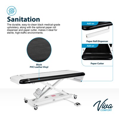 Viva Comfort XRO Electric Height Adjustable Exam Table, 550 lbs. Capacity, Black (903-19-BLK-MK)