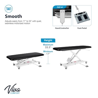 Viva Comfort XRO Electric Height Adjustable Exam Table, 550 lbs. Capacity, Black (903-19-BLK-MK)
